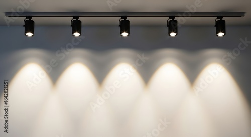 Wallpaper Mural Five Black Spotlights on Track Lighting System (AI Generated) Torontodigital.ca