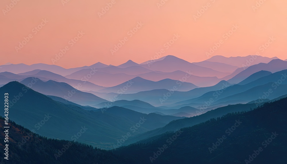 Obraz premium Mountain range panorama at sunrise