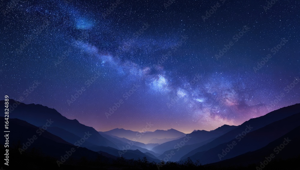 Fototapeta premium Majestic Milky Way over Silhouetted Mountains