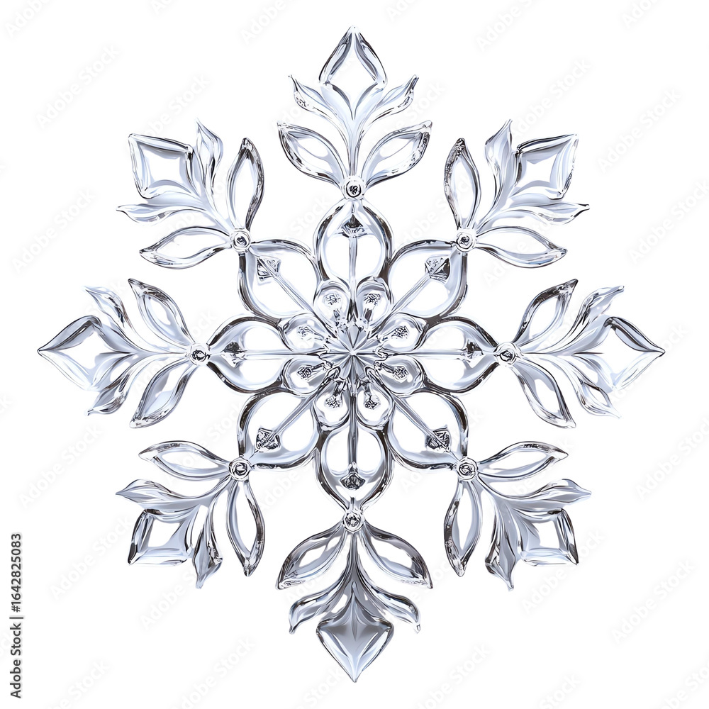 Fototapeta premium Intricate snowflake design shining beautifully, showcasing the unique patterns of winter's delicate touch.