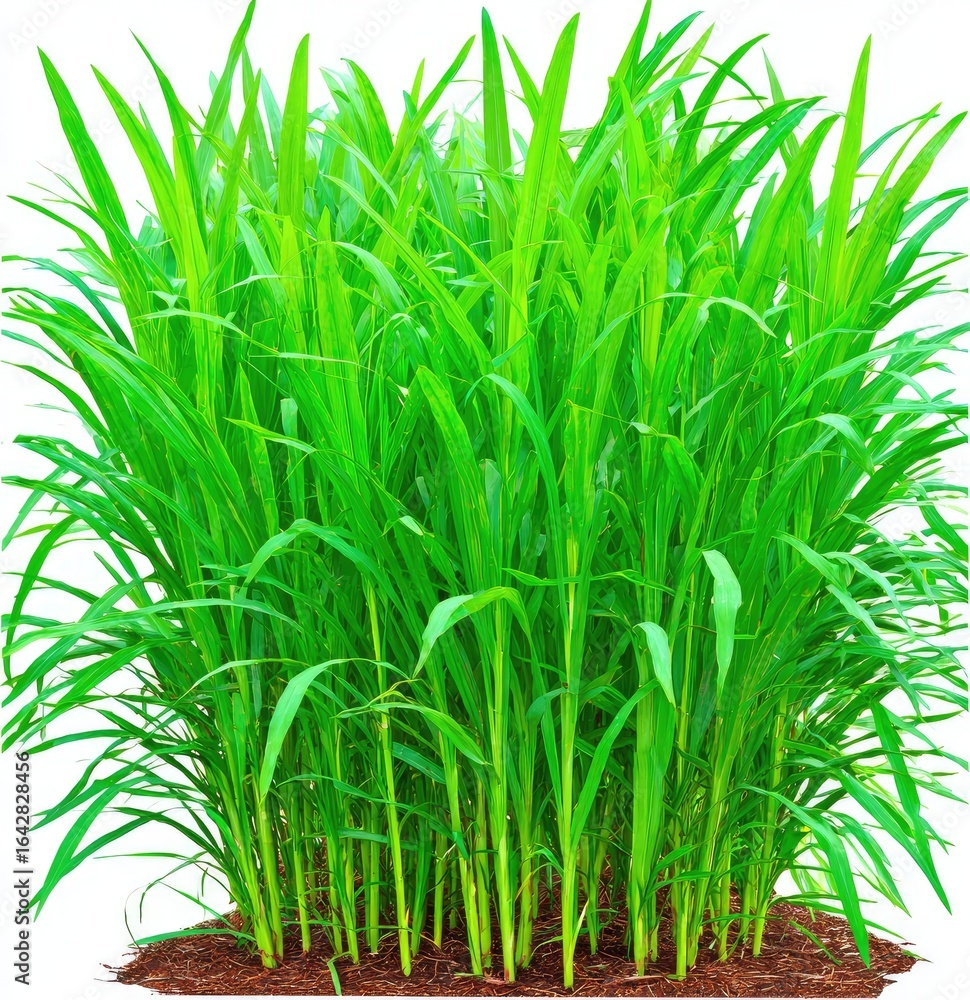 Fototapeta premium Lush green grass clump against white background