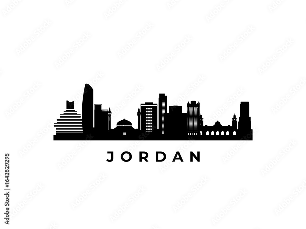 Naklejka premium Vector Jordan skyline. Travel Jordan famous landmarks. Business and tourism concept for presentation, banner, web site.