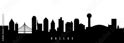 Vector silhouette illustration of Dallas City urban skyline. Modern minimalist cityscape graphic, perfect for travel, banners or backgrounds.