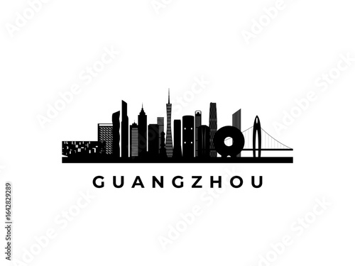 Vector Guangzhou skyline. Travel Guangzhou famous landmarks. Business and tourism concept for presentation, banner, web site.