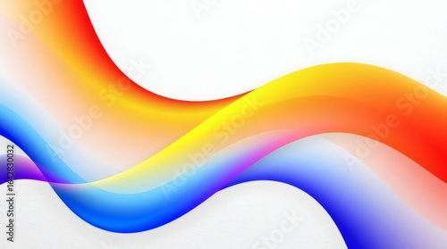Abstract Colorful Gradient Wave Flow on White Background, Modern Minimal Art