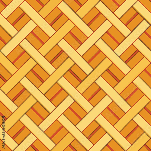VectorFormat: Title: Woven wood planks with alternating light and dark orange tones texture pattern