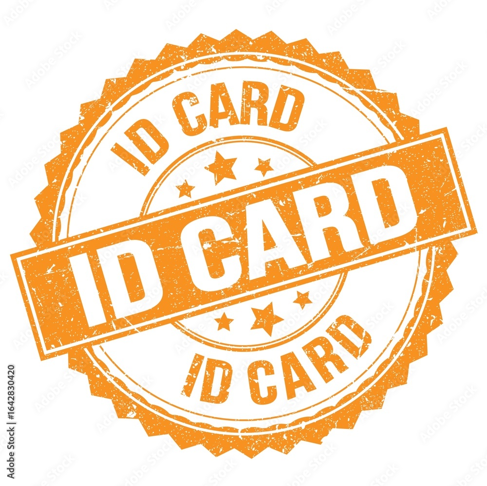 Obraz premium ID CARD text on orange round stamp sign