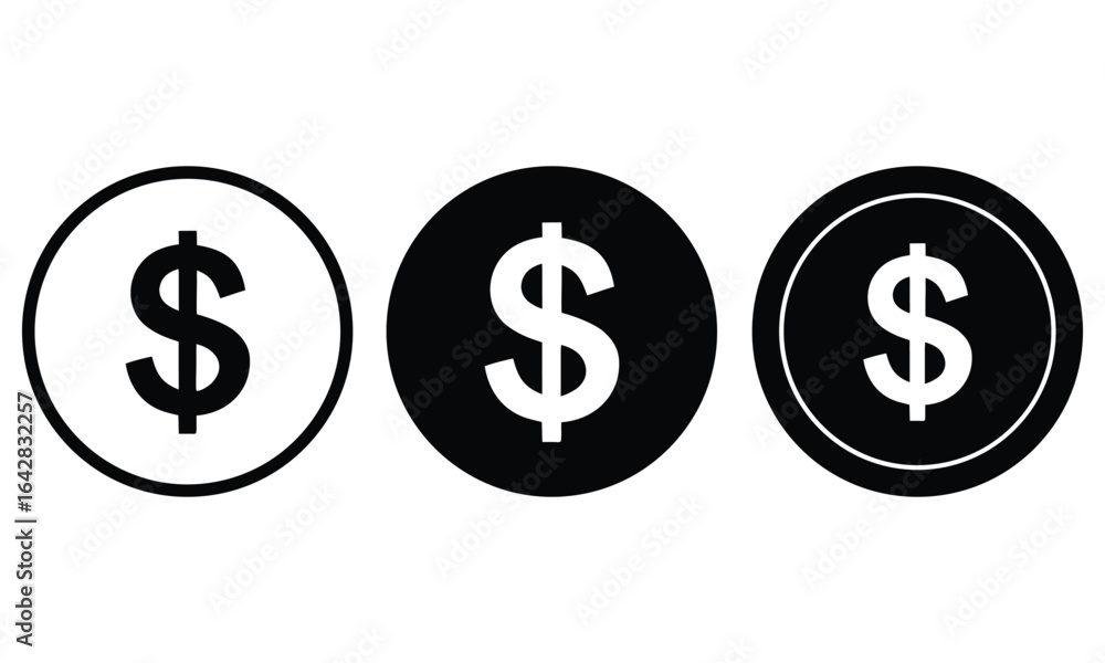 Silhouette dollar symbol finance business icons money sign set Silhouette dollar symbol finance business icons money sign set