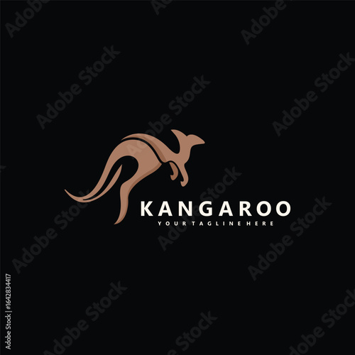 Kangaroo animal logo simple minimalist design Illustration of a wallaby kangaroo