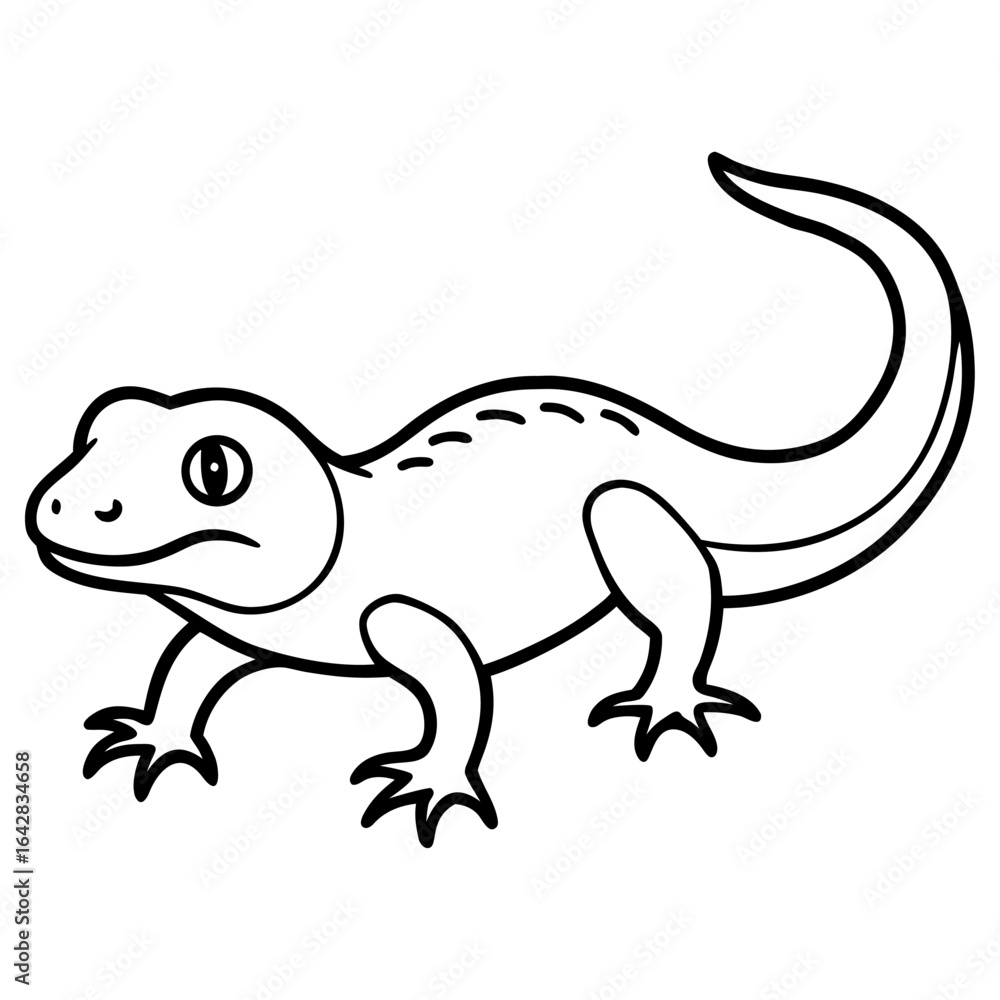 Fototapeta premium Friendly cartoon lizard isolated on white background