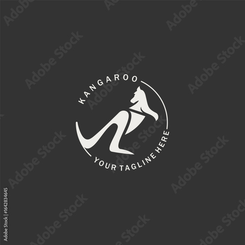 Kangaroo animal logo simple minimalist design Illustration of a wallaby kangaroo