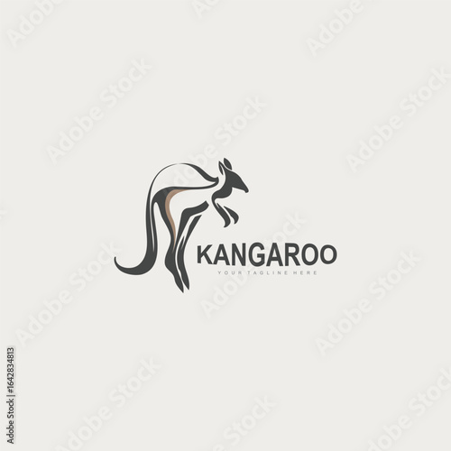 Kangaroo animal logo simple minimalist design Illustration of a wallaby kangaroo