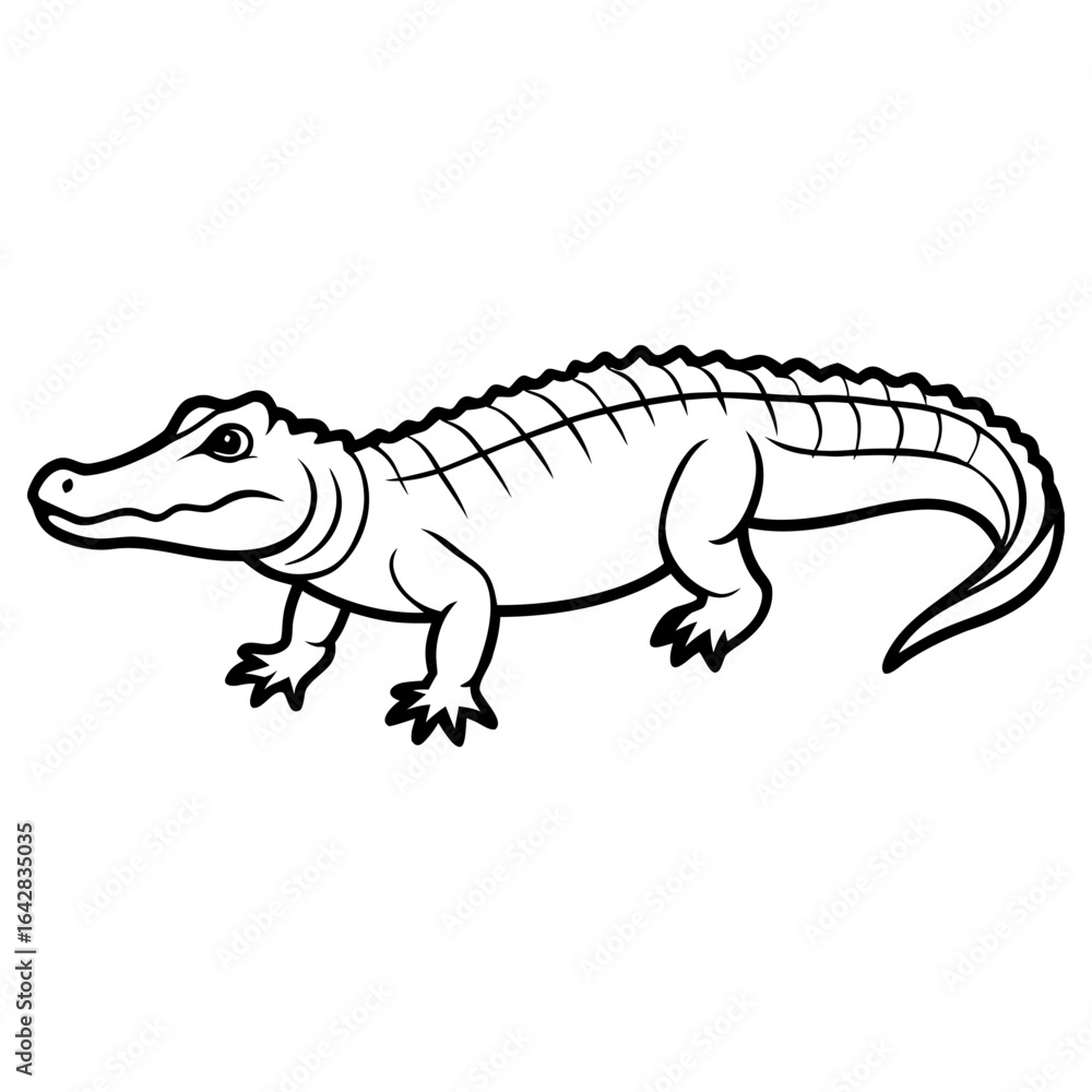 Naklejka premium Alligator cartoon drawing isolated on white background