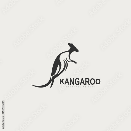 Kangaroo animal logo simple minimalist design Illustration of a wallaby kangaroo