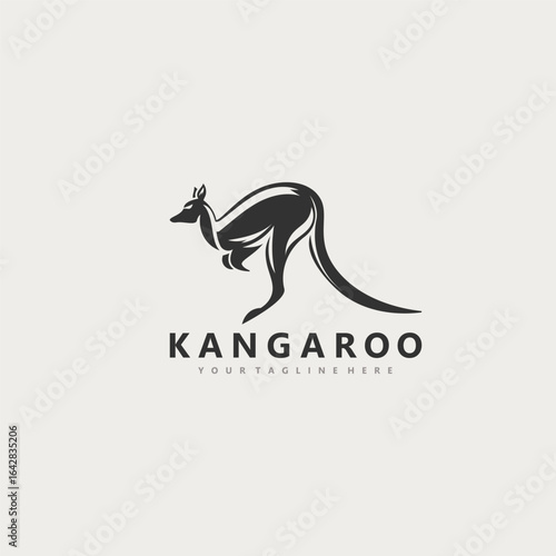 Kangaroo animal logo simple minimalist design Illustration of a wallaby kangaroo