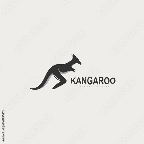 Kangaroo animal logo simple minimalist design Illustration of a wallaby kangaroo