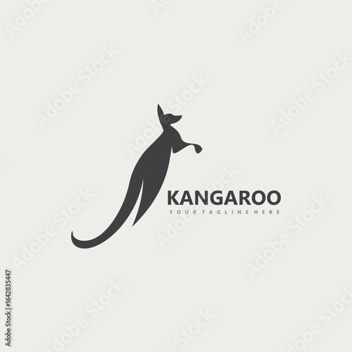 Kangaroo animal logo simple minimalist design Illustration of a wallaby kangaroo