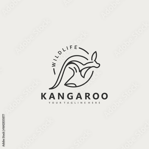 Kangaroo animal logo simple minimalist design Illustration of a wallaby kangaroo