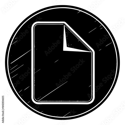 Black and white icon of a document page with a turned corner