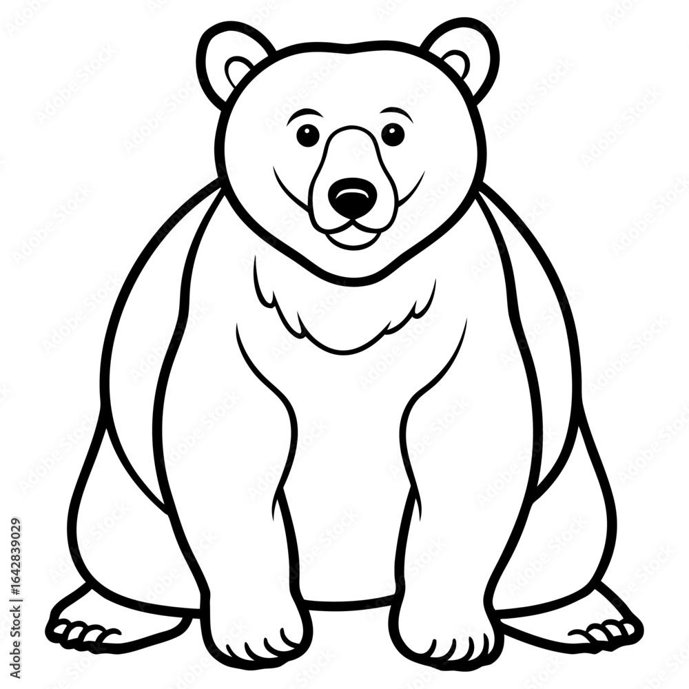 Naklejka premium Drawing of a bear sitting down isolated on white background