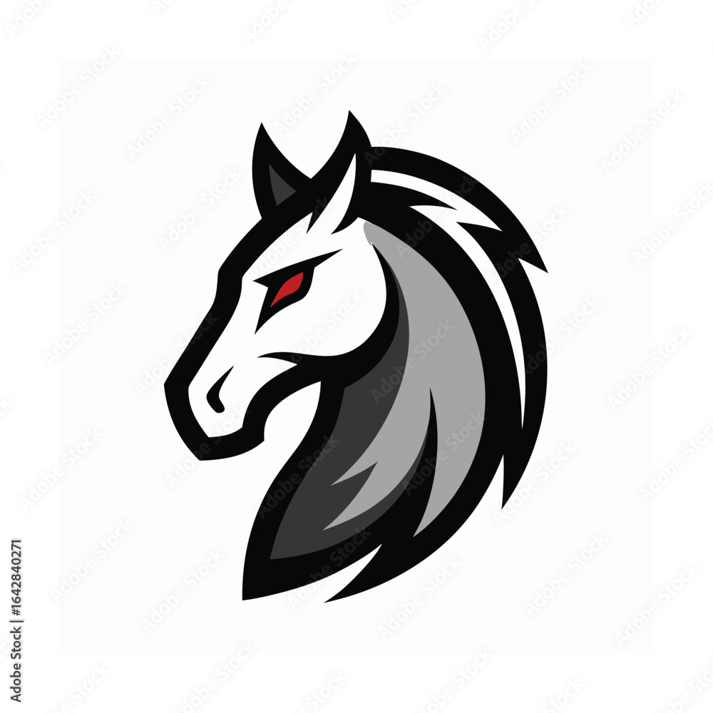 Fototapeta premium Horse head mascot logo design with white background elegant equine mascot emblem design
