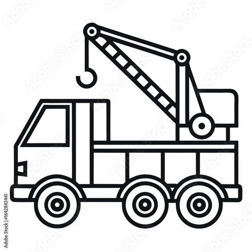 Vector art of crane truck isolated on white background