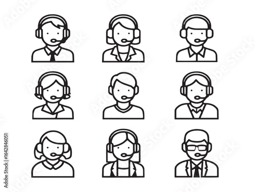 Elegant vector illustration of customer support agent icons