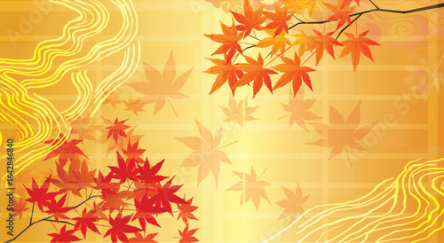 秋の紅葉和風背景
