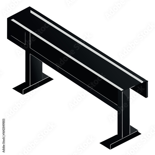 Vector art of black weightlifting bench for gym workouts and strength training