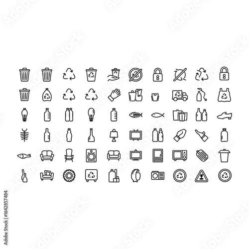 Variety of recycling and household item icons recycle