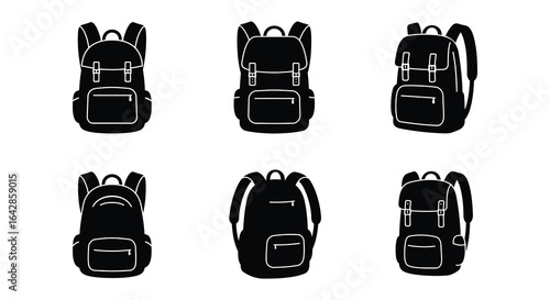 Six Black Backpack Silhouettes for Travel Designs