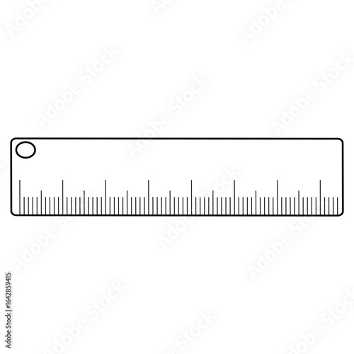Simple transparent ruler with metric measurements on white background