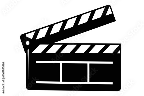movie clapper board silhouette vector, clapperboard black symbol