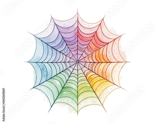 watercolor Spider Web vector illustration isolated on white background