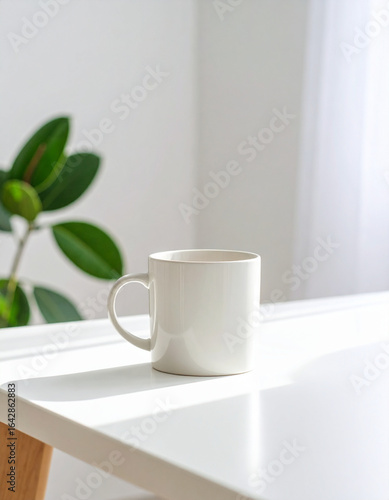 Wallpaper Mural Plain ceramic coffee mug mockup on white table, front view, soft natural light with gentle shadows, minimal clean background, realistic glossy surface, no logo or design. Torontodigital.ca