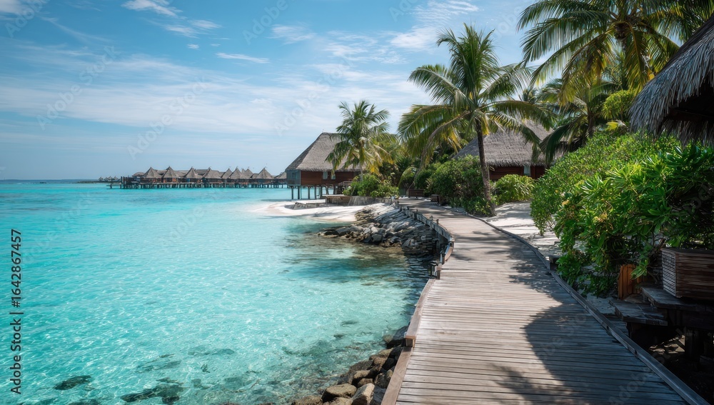 custom made wallpaper toronto digitalTropical beach resort boardwalk
