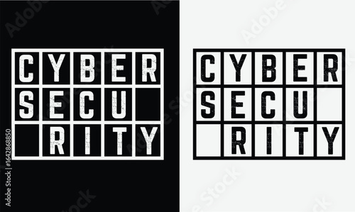 Cyber security design for t-shirt, cards, frame artwork, bags, mugs, stickers, banner, poster, icon. Fully Editable Print Ready Template - Vector.