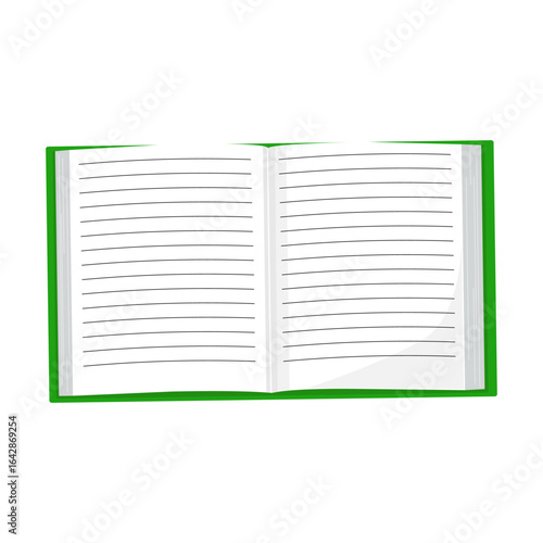 Open green notebook with lined pages ready for writing inspiration