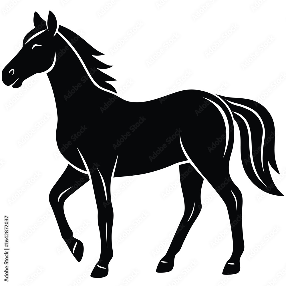 Obraz premium Elegant black horse silhouette standing proudly