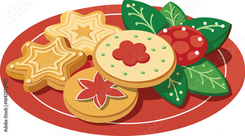 Festive Holiday Cookies Decorative Plate.