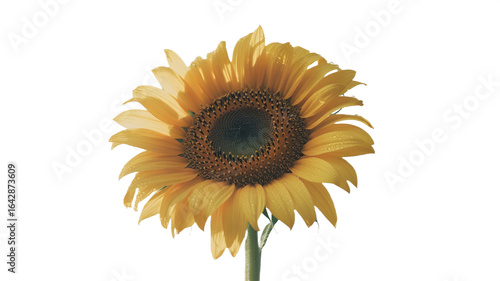 A solitary sunflower in full bloom.