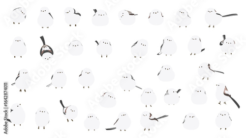 かわいいシマエナガのイラストセット