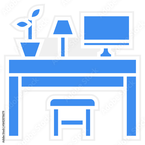 Dedicated Desk Vector Icon Style