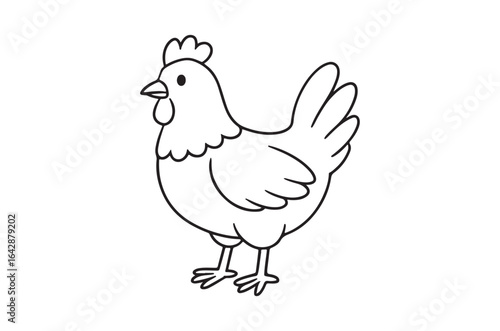 Silhouette of hen, Set of hen cartoon  of different shapes,  Animels vector illustration, Collection of Hand Drawn pet icons on white background.