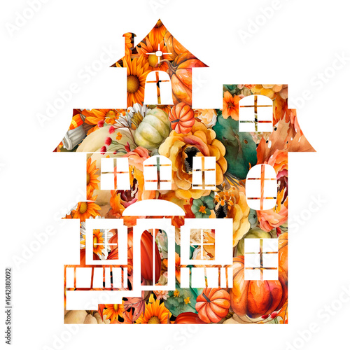Halloween clipart spooky illustrations of pumpkins, ghosts, bats, witches, haunted house, skeletons, creepy decorations, vector design, scary cartoon elements for autumn holiday party clipping mask
