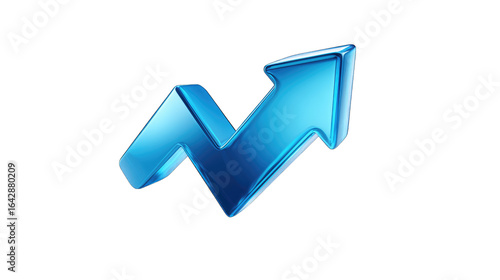 Glossy blue 3D upward arrow with beveled edges