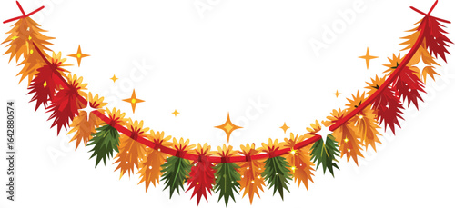 Realistic Festive Tinsel Garland Vector Art.