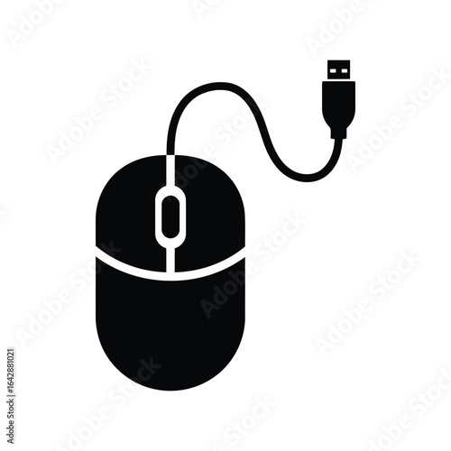 Wired computer mouse icon usb pointing device digital technology accessory graphic element