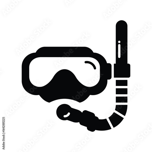 Snorkel mask and tube vector icon scuba diving gear underwater exploration equipment