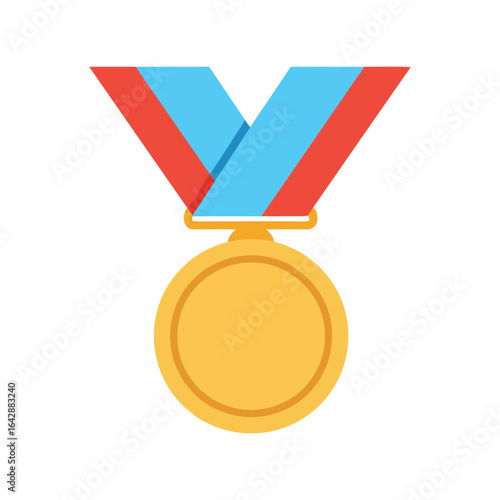 Gold medal award ribbon vector illustration first place winner trophy icon sports champion prize